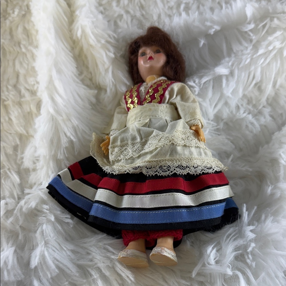 Traditional Dress Doll with Red and Blue Accents T30